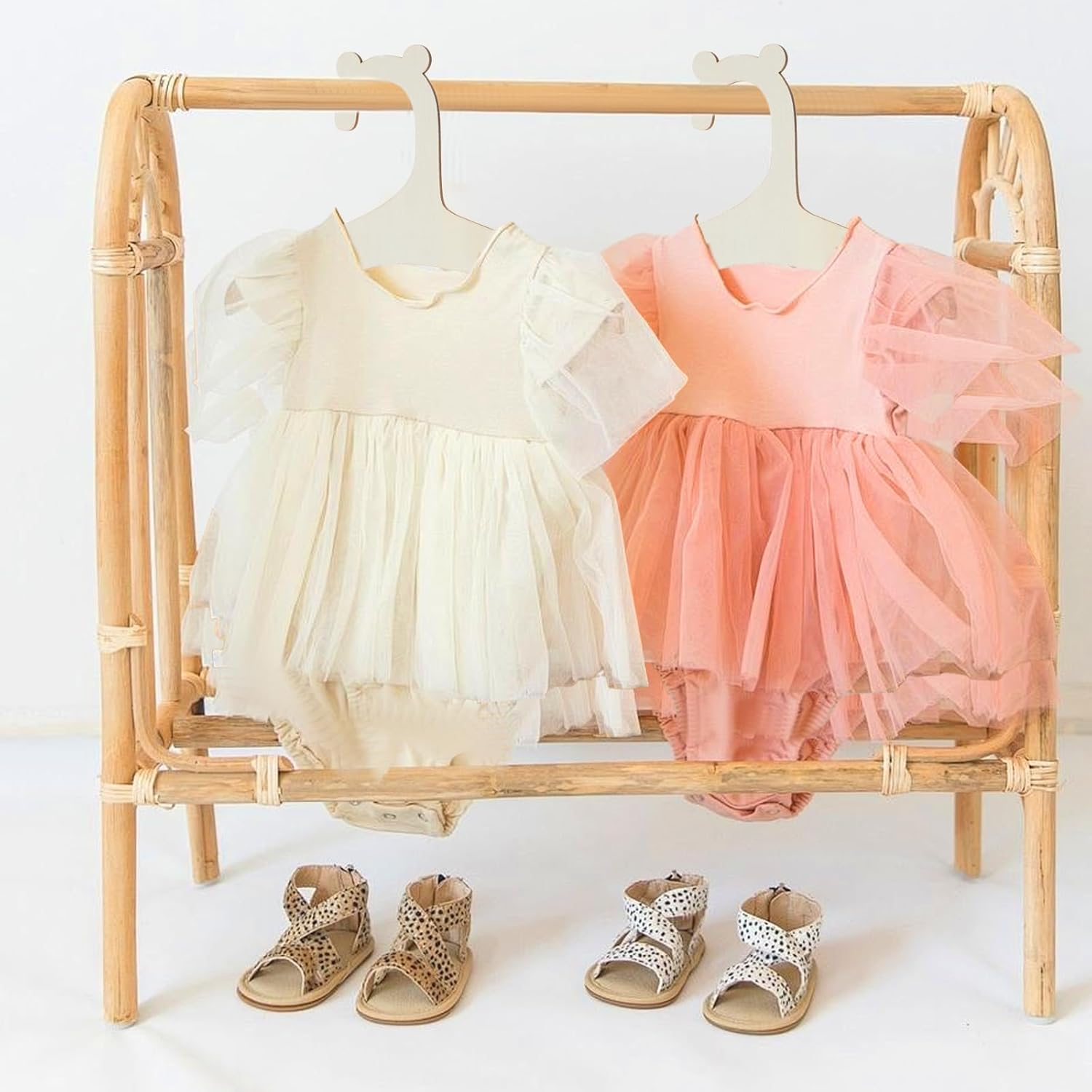 15 Pcs Wooden Baby Clothes Hangers, 9 Inch Baby Pant Hanger Ganchos Para Ropa De Bebe, Newborn Child Hangers for Nursery Kids Coats, Pants and Jackets image number 3