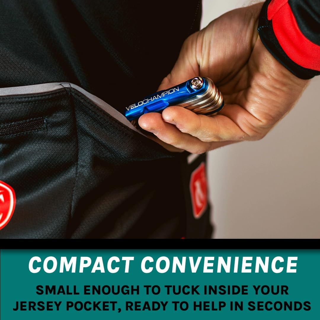 Velochampion Bike Multitool 14In1 Compact Cycling Repair Kit | Allen Keys, Spoke Wrench, Screwdriver, Tyre Lever, Bottle Opener | Portable Hardwearing Bicycle Tool + Storage Case image number 2