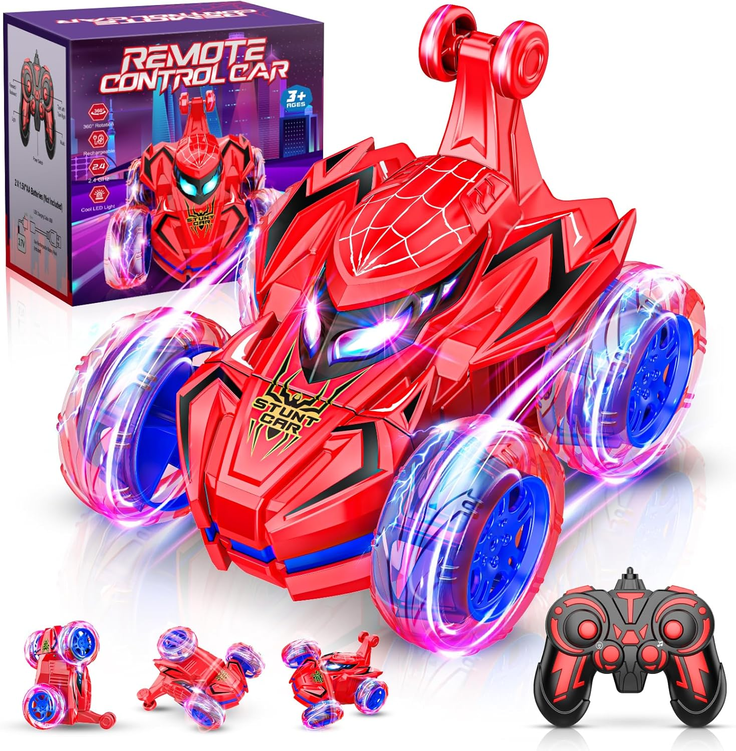 Spider Remote Control Car for Kids, Vingtank Stunt Car Boys Toys Age 3-9 RC Car for Kids 3 4 5 6 7 8 9 Year Old Christmas Birthday Gifts for Boys 3-5 Years Old Girls image number 4