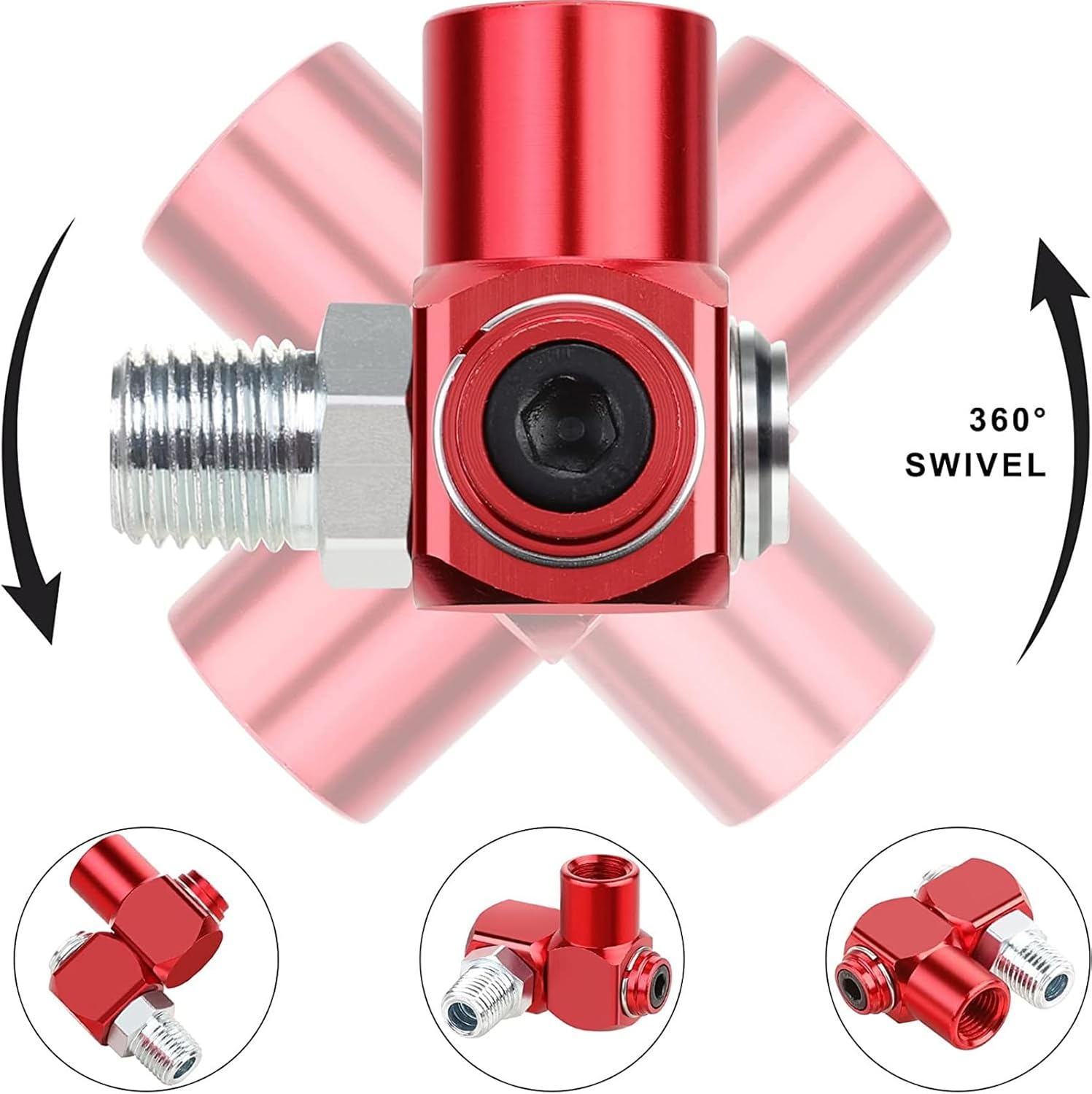360 Degree Air Hose Connector, NPT Thread Industrial Air Fittings, Pneumatic Tool Adapter, for Pneumatic Tool image number 3