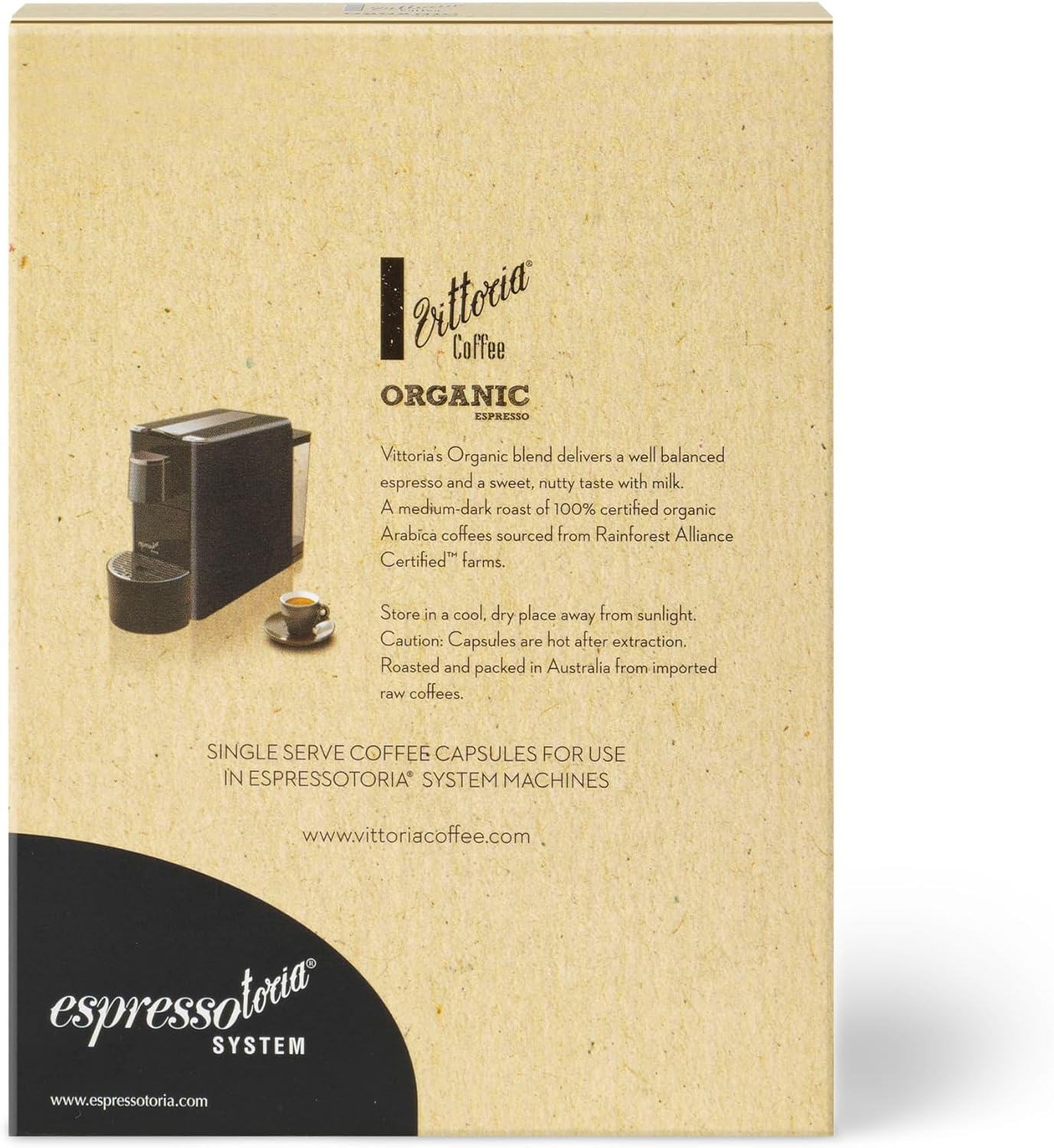 Vittoria Coffee 100% Organic Arabica Blend Espressotoria Compatible Capsules 78G image number 4