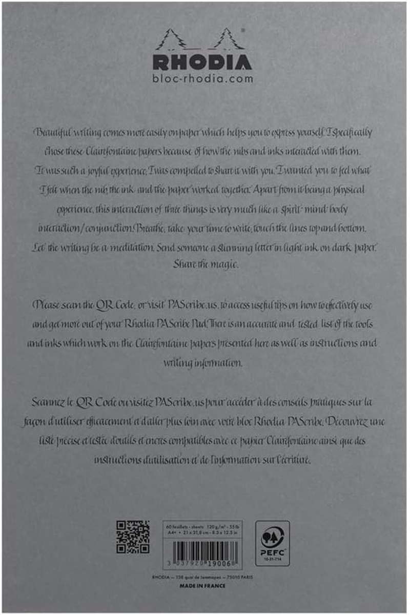 Rhodia 117761C Soft Notebook Rhodiarama Goalbook Silver A5 (14.8 X 21 Cm), 240P, Small Squares 5 X 5, Paper Ivory 90 G/M2, 2 Ribbons, Elastic Closure, Imitation Leather Papier Maya Gris (Pack of 2) image number 6