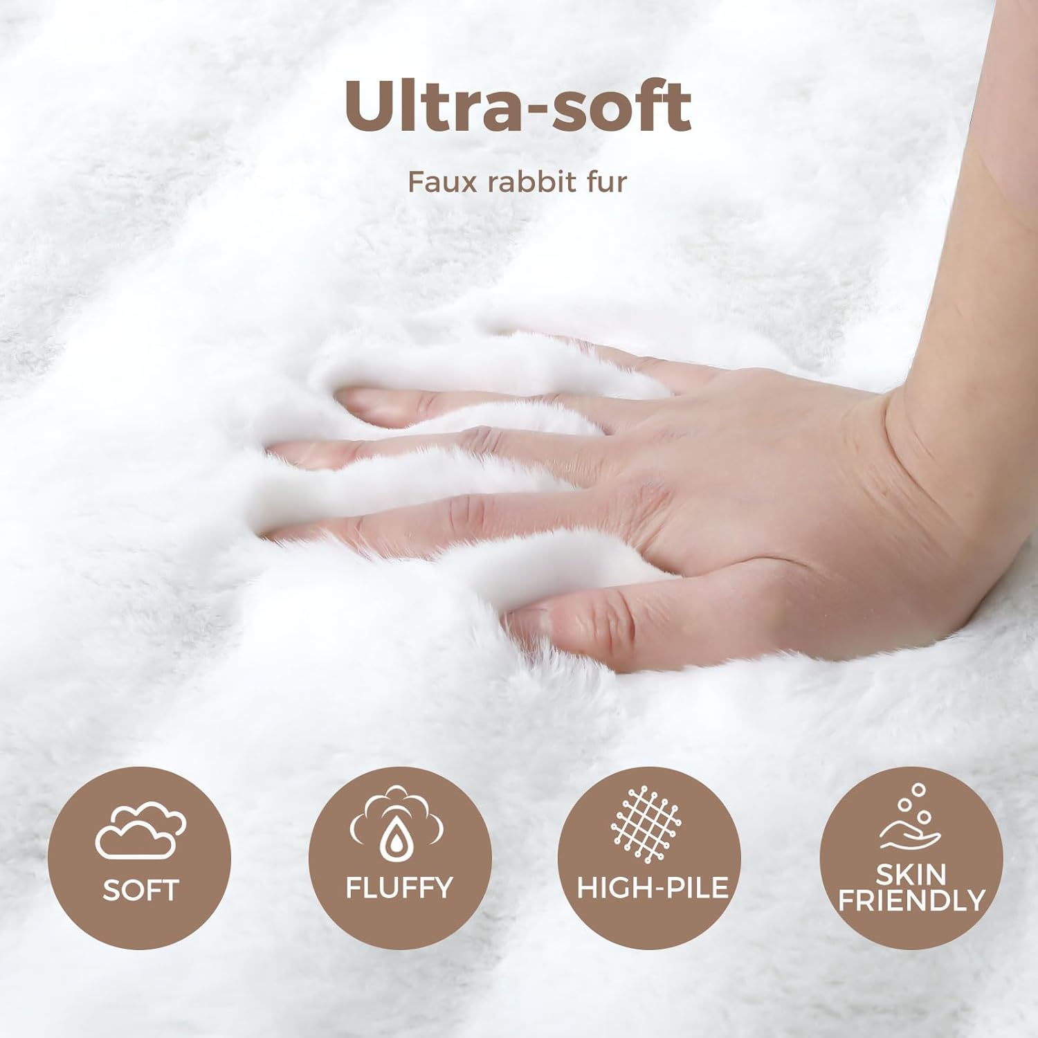Marlow Floor Rug, Fluffy Fur Area Rug, Ultra Soft Carpet, Plush Shaggy Faux Rabbit Luxury Fur, for Bedroom, Living Room, Home Decor Comfortable Breathable Skin-Friendly, 22MM Pile, 160CMX120CM image number 3