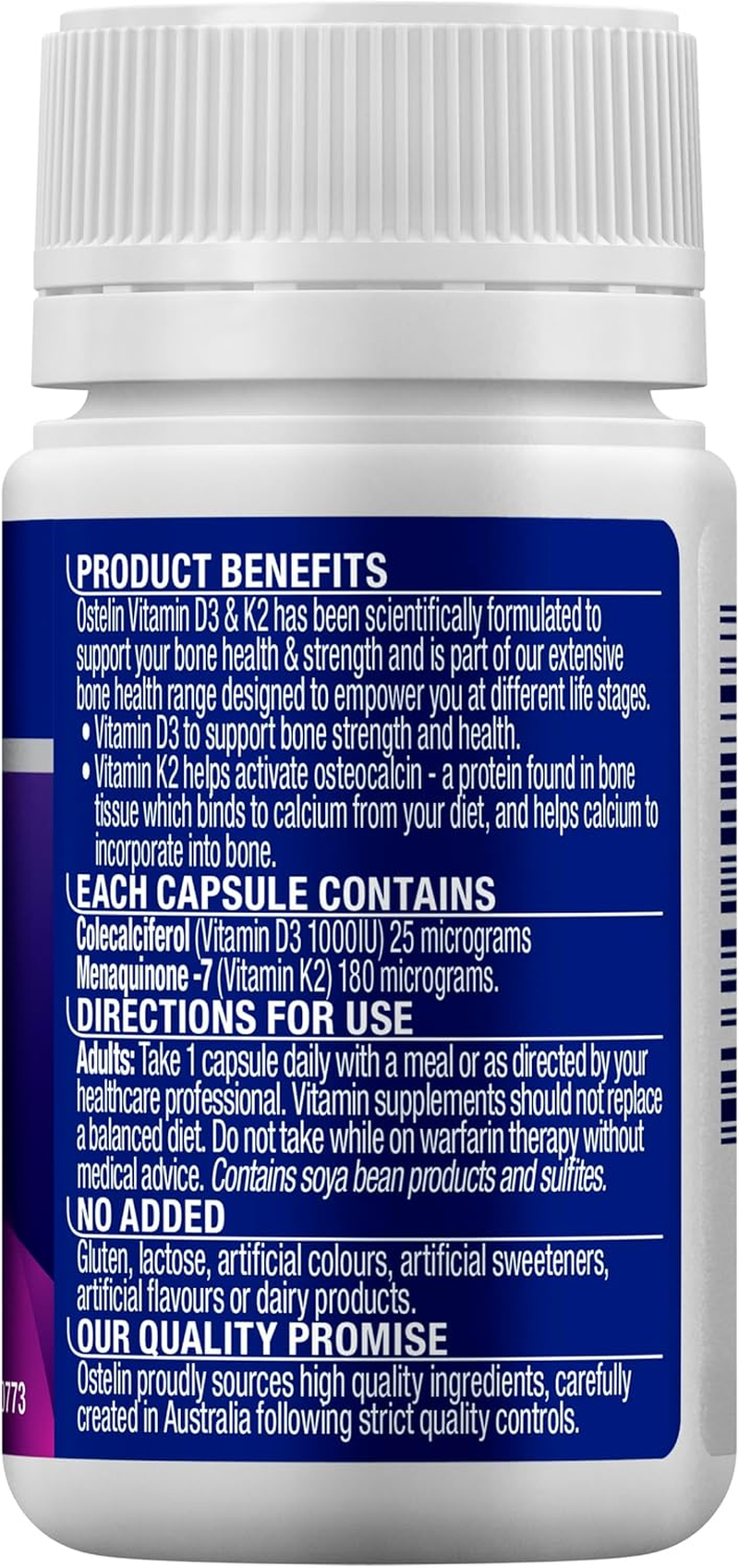 Ostelin Vitamin D3 and K2 Maintains Bone Density- Supports Calcium Absorption 60 Tablets