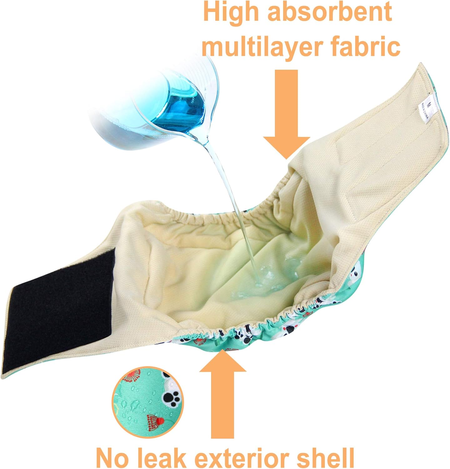 Langsprit Male Belly Bands for Dogs (Pack of 3) - High Absorbing Washable Dog Wraps - Reusable Diapers (Black, Gray, Coffee, Small) image number 6