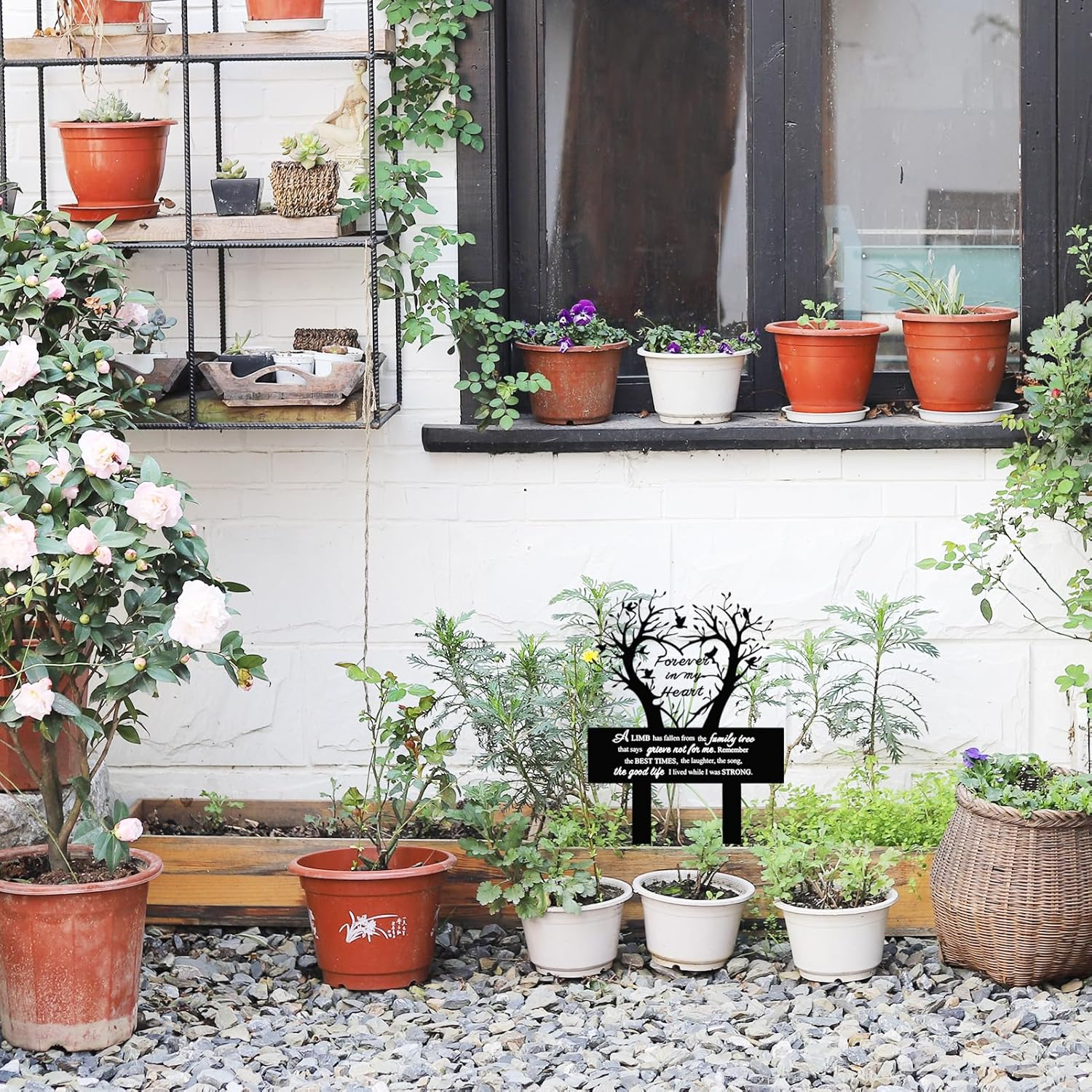 Garden Stake Graves Cemetery Decorations Metal Memorial Grave Markers Family Tree Graveyard Commemorative Plaque for Dad Mom Remembrance Plaque Stake Sympathy Graveside Decor Sign for Outdoor