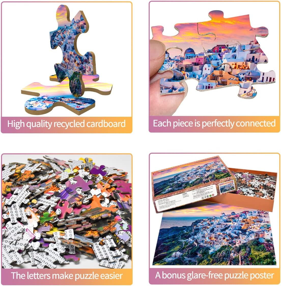 HUADADA Jigsaw Puzzles for Adults 1000 Pieces, Puzzles for Adults 1000 Piece, Challenging Game Toys, Impossible Puzzle, Family Decoration Puzzle - Santorini Island