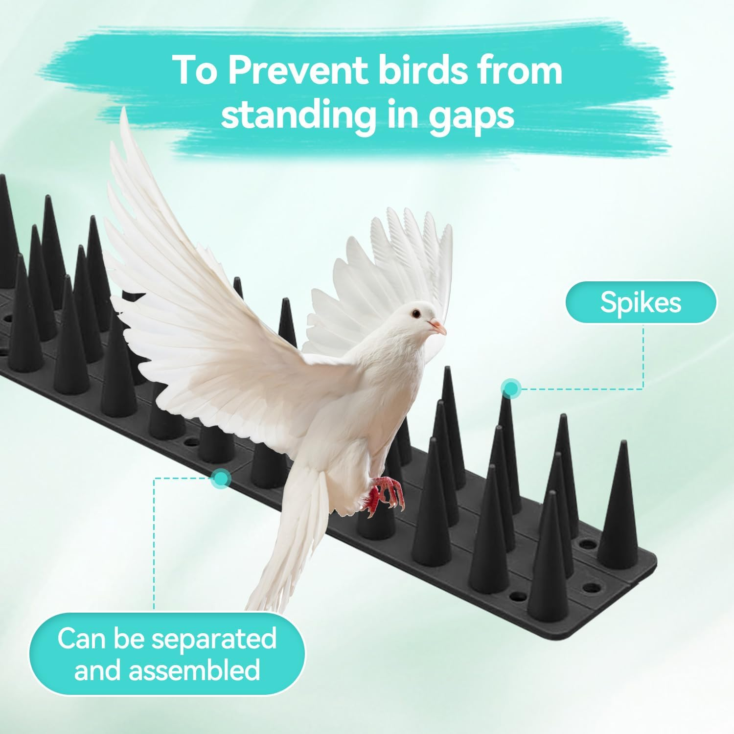 12 PCS Bird Spikes Outdoor Plastic Fence Spikes anti Climb Spikes for Pigeon Cat Racoon, Windowsill Fence Roof Keeping Birds Away, No More Bird Nesting Dropping (Black) image number 4