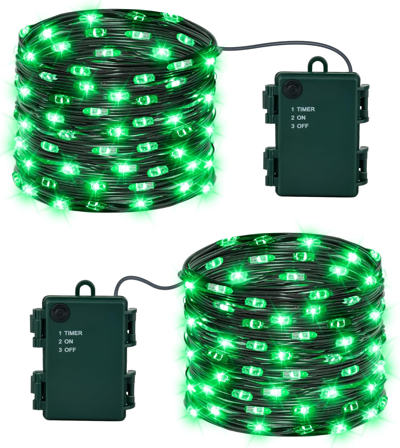 Pack of 2 Halloween Fairy Lights Battery, 5 M 50 LED Green Micro Fairy Lights Battery Operated with Timer, IP65 Waterproof Halloween Decoration Outdoor for Fireplace, Tree, Room, Garden