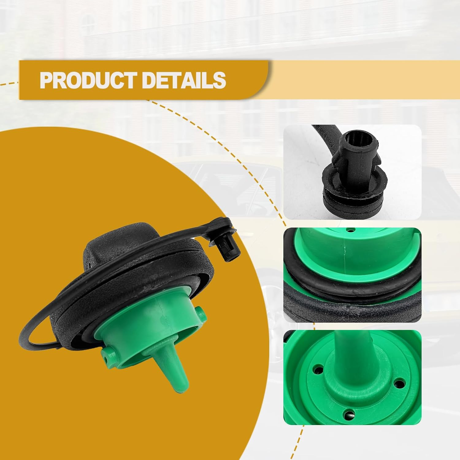 Fuel Tank Cap Gas Cap Compatible with Volkswagen - 2011-2020 VW Jetta, 2015-2020 VW GTI, 2015-2020 VW Golf Retaining Strap Replace 5C0201550T, 5Q0201550L image number 4