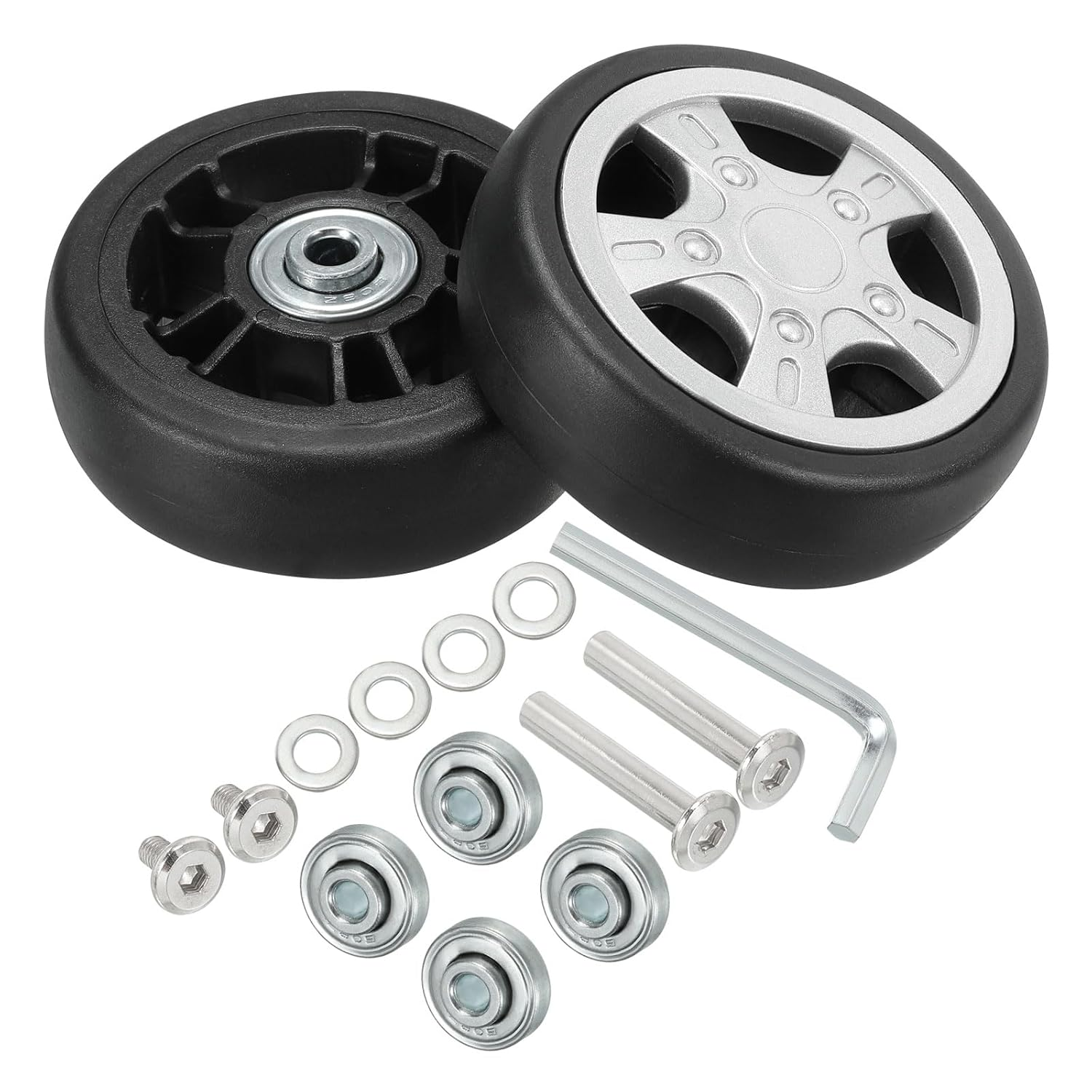 Uxcell Replacement Luggage Suitcase Wheels Repair Kit, 76Mmx23Mm Wear-Resistant & Mute 360 Swivel Caster Wheels image number 4