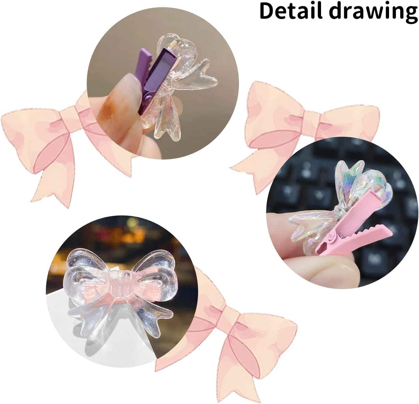 WUBAYI 18Pcs Bow Hair Clips Dazzling Cute Butterfly Hair Clips Cute Fairy Hair Clips for Children Clear Small Butterfly Baby Shatter Hair Clips, Suitable for Girls Teen Female Hair Accessories image number 4