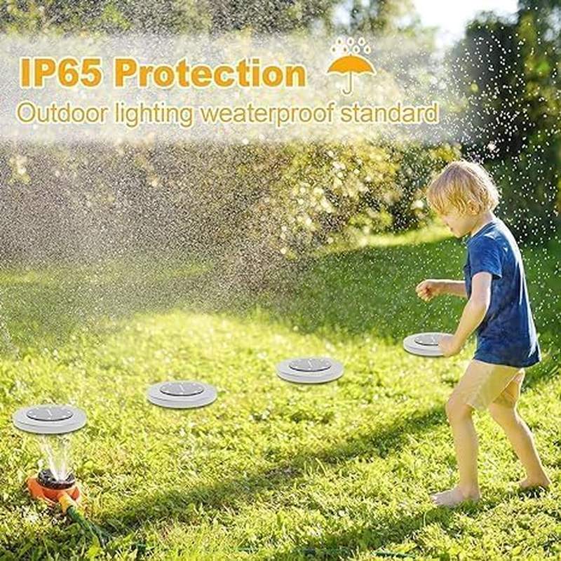 Solarx Pack of 12 Garden Lights Solar Powered, IP65 Waterproof Disk Lights, LED Solar Pathway Lights Outdoor, Solar Ground Lights for House, Walkways, Patio and Landscape Lighting (Warm White) image number 5