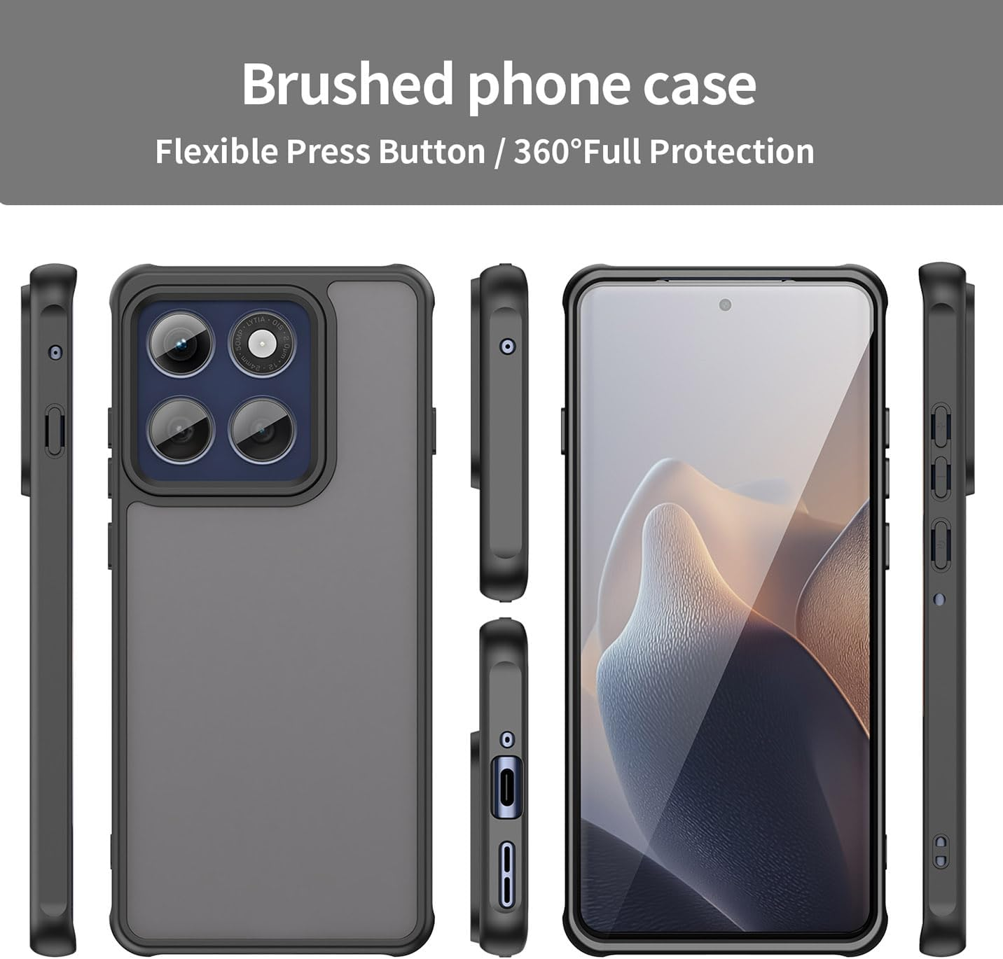 BORYA Ultra Thin Case for Motorola Edge 60 Pro, Shockproof Translucent Matte Frosted Mobile Phone Case Skin Feel Soft Silicone TPU + PC Case Light Simple Protective Case Black image number 2