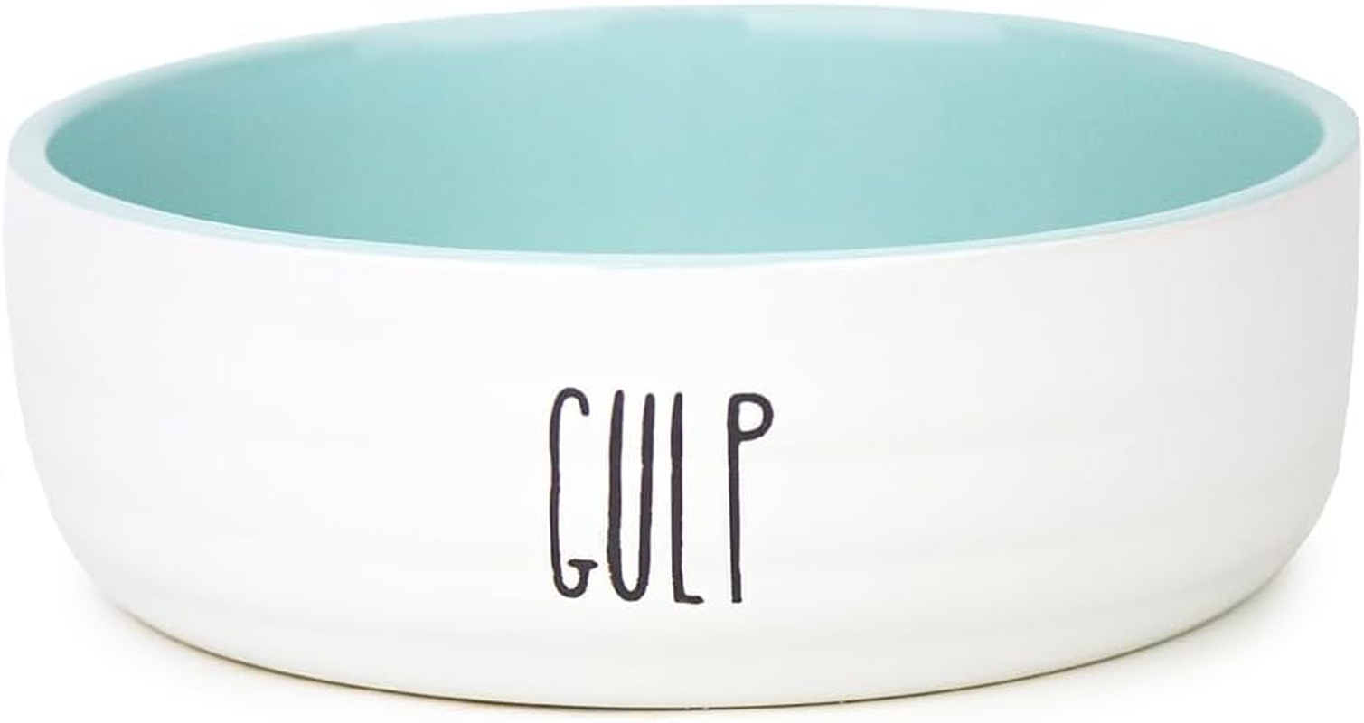 Barkley & Bella Dog Bowl Ceramic Gulp Large, White&Blue - Dog Bowl, Handcrafted, Durable, Dishwasher-Safe, Heavyweight Stability image number 1