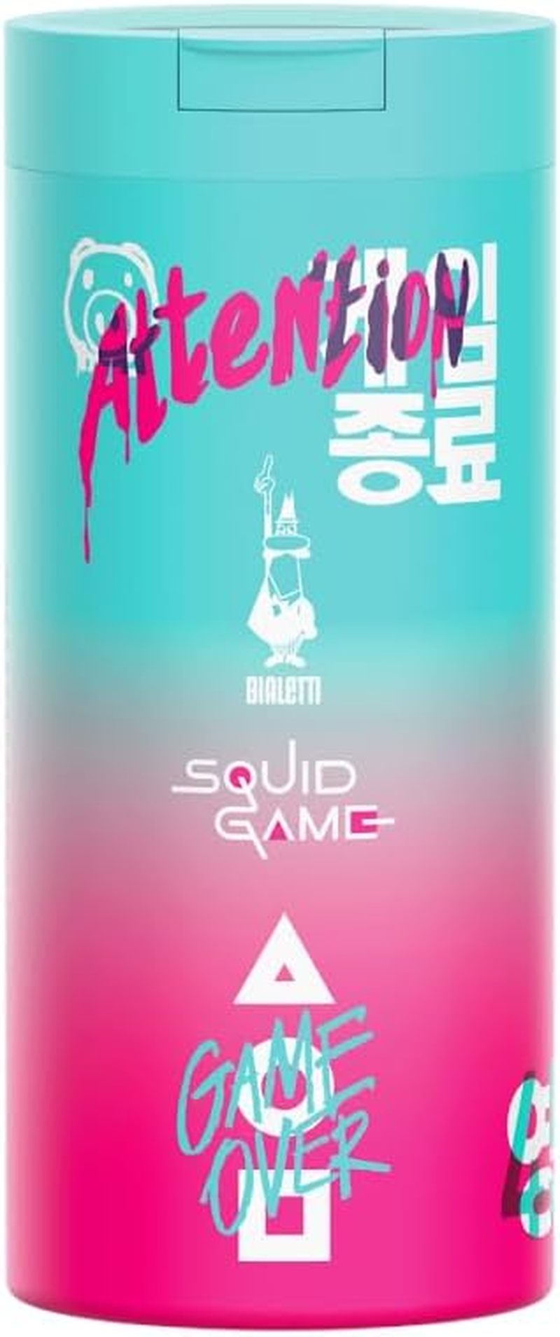 Bialetti Travel Mug &ndash; Squid Game Edition | Double-Walled Stainless Steel Mug | Thermal Travel Mug | Gradient Pink and Teal Design | Keeps Drinks Hot or Cold | 360 Ml Capacity image number 3