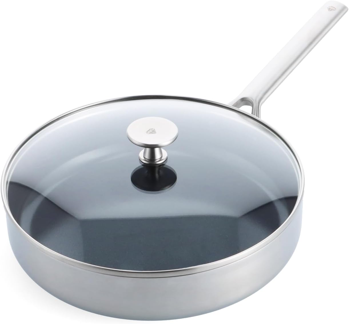 Blue Diamond Cookware Tri-Ply Stainless Steel Ceramic Nonstick 28Cm Skillet with Lid, Pfas-Free, Multi Clad, Induction, Dishwasher Safe, Oven Safe, Silver image number 6