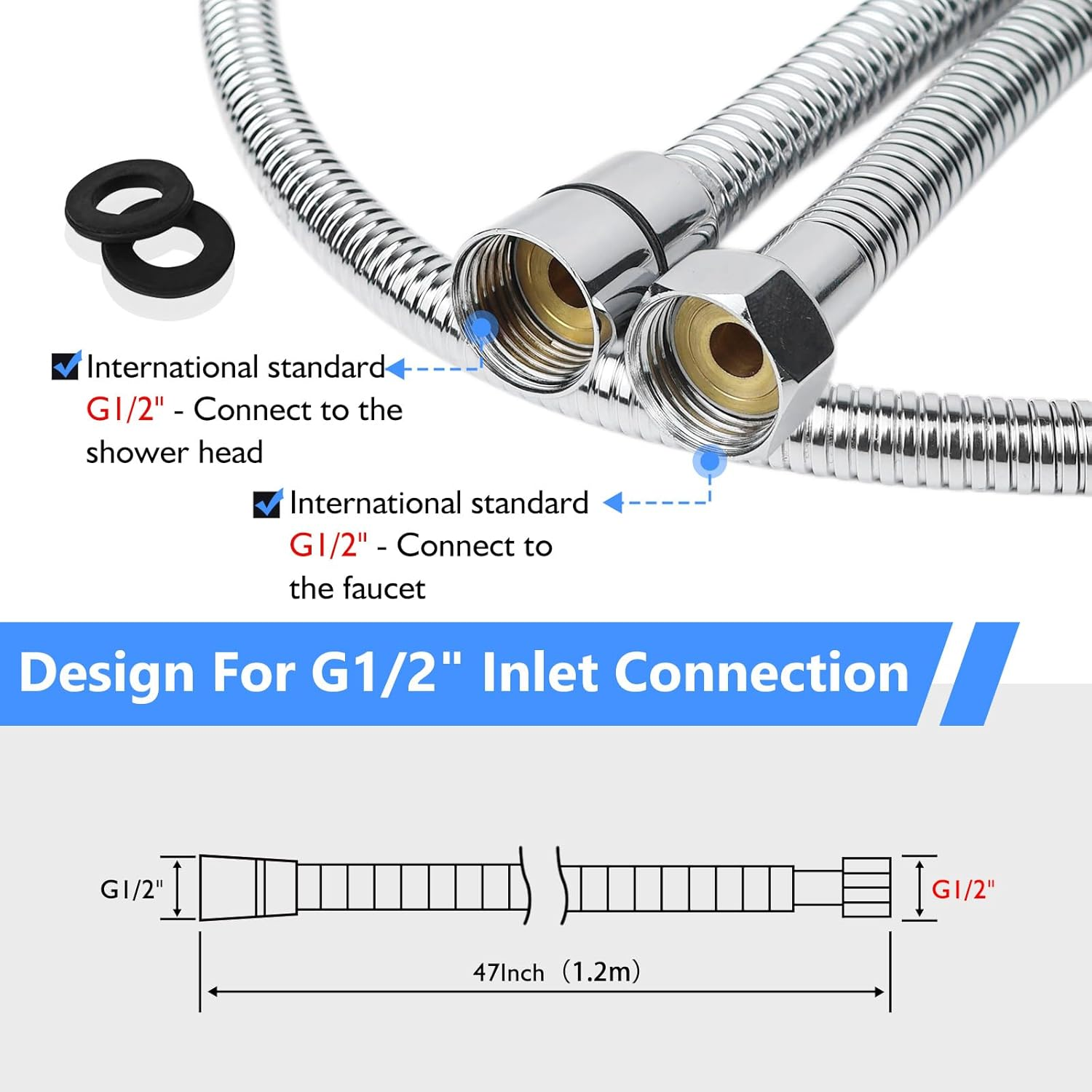 ZKDAUSDO 1/2" Nut Shampoo Bowl Hose Sprayer Kit with Stainless Steel Salon Sink Hose Replacement for Beauty Salon Barber Shop Faucet Vacuum Breaker Kit, Dual-Mode Shampoo Bowl Sprayer Head image number 6