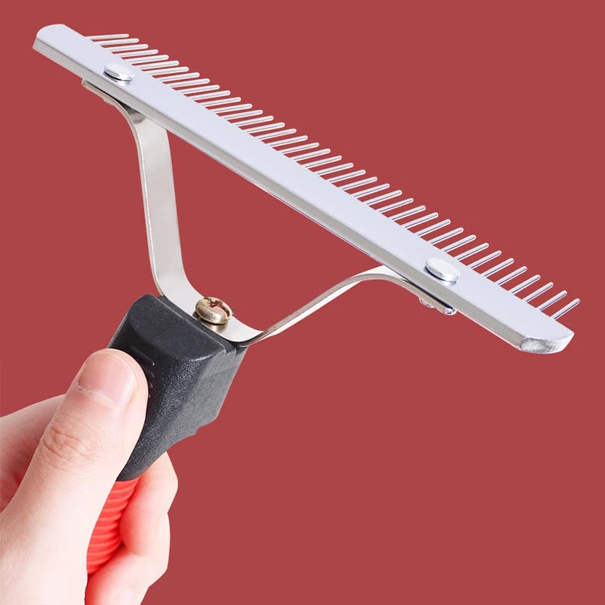 AIMALL Rubber Handle Pet Rake Comb - Big Dog Grooming Brush for Medium to Long Hair, Knot Removal, and Undercoat Cleaning image number 4