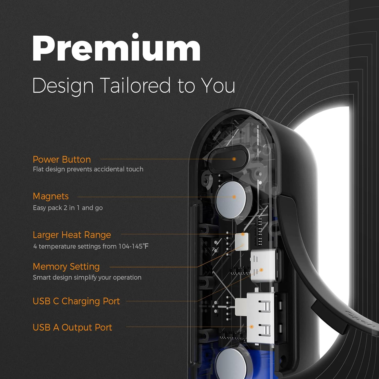 OCOOPA Hand Warmers Rechargeable 2 Pack, Magnetic Electric Handwarmer, 16 Hrs Warmth 4 Levels Heat up to 145℉, USB-C Portable Charger 10000Mah, Raynauds, Golf, Tech Gifts for Men, Union Ut2S(Magtwins) image number 2