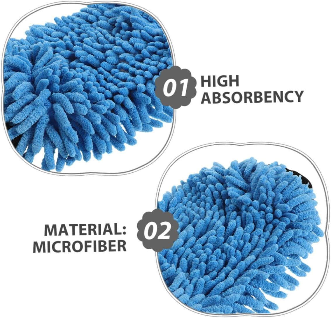 Iplusmile 4Pcs Absorbent Chenille Car Wash Mitts Microfiber Detailing Gloves for Motorcycle and Truck Cleaning, Plush Coral Fleece Wash Gloves for Exterior Car Care and Furniture Dusting Random Color image number 4