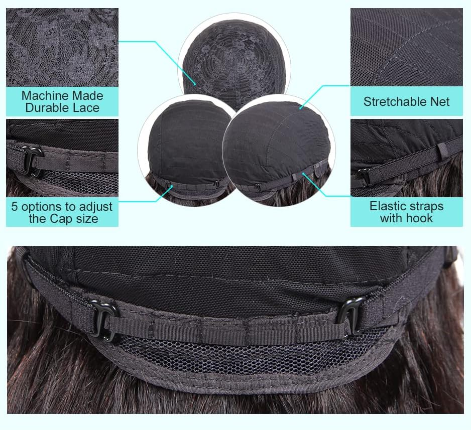 UDU #1B 30 Human Hair Wigs, Ombre Human Hair Wigs for Black Women Afro Kinkys Curly Human Hair Wig 8Inch Black Brown Wig