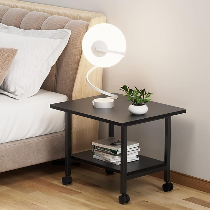 Printer Stand, Desktop Printer Stand with Storage Shelves, Mobile Printer Cart with 4 Wheels, under Desk Printer Table for Printer, Scanner, Fax, 18.9" X 15.7" X 14.6", Black image number 4