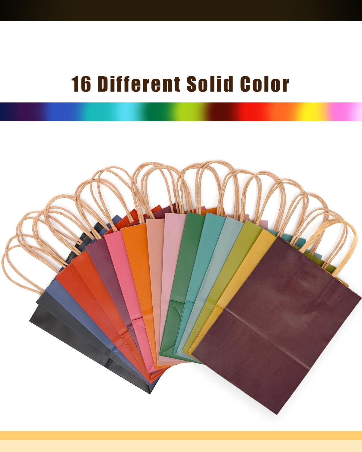 Qiqee 32-Pack Large Kraft Paper Gift Bags with Handles, 16 Colors, 33X25X13Cm (Large Size) image number 2