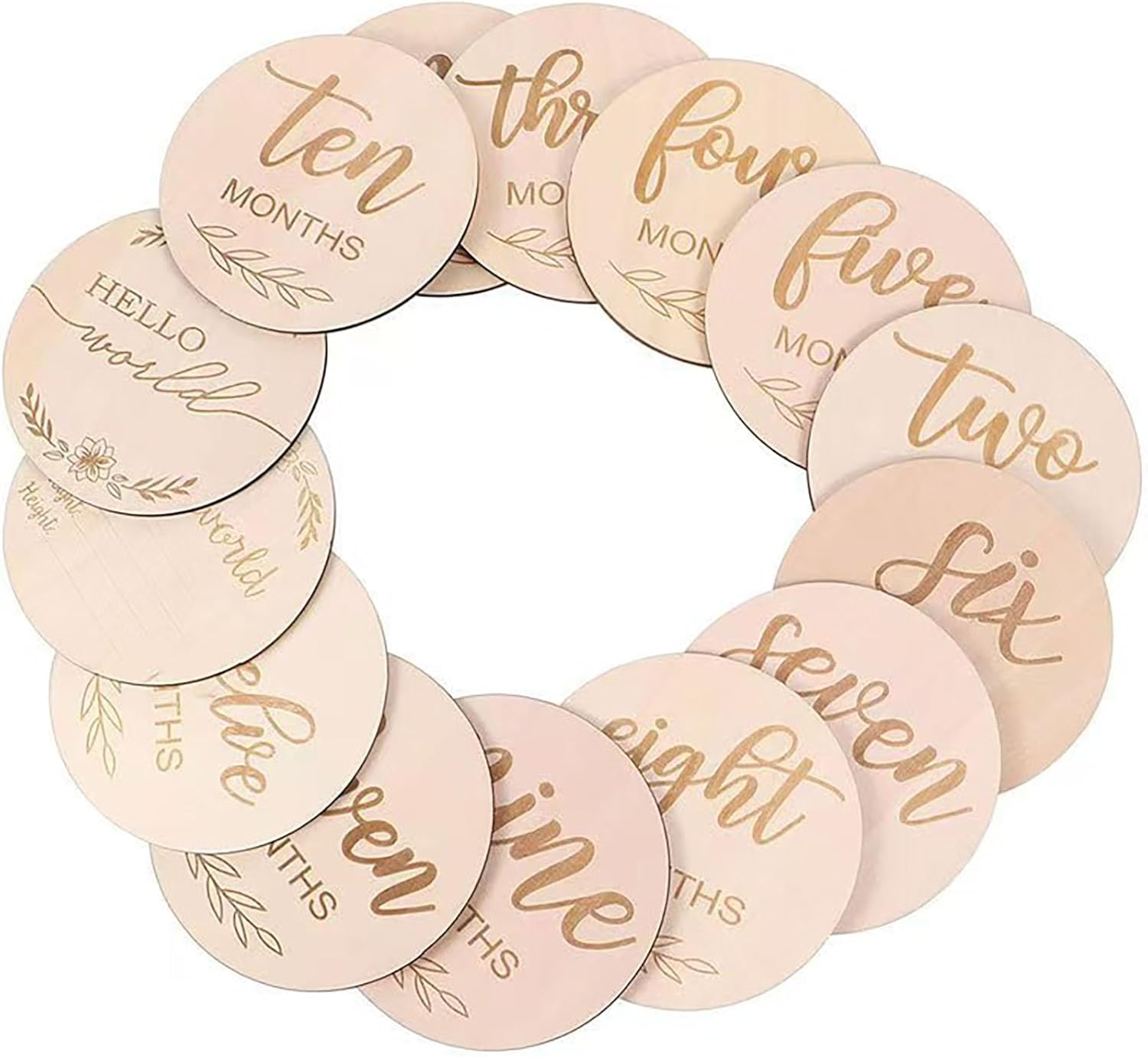 SYGELER Monthly Baby Milestone Maker Discs, Baby Milestone Signs for Newborn Baby, Baby Announcement Sign for 1-12 Month, Milestone Wooden Circles (Sage) image number 1