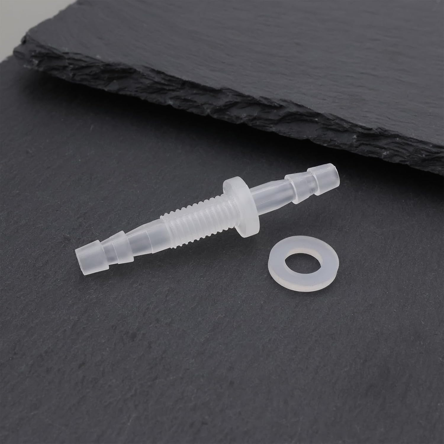 4 Set 4-M6-4 4Mm Dual Ended Plastic Hose Barb Bulkhead Fitting with Gasket for Inner Diameter 4Mm Hose Hex Barbed Union Splicer Adapter for Water Fuel Air Applications image number 4