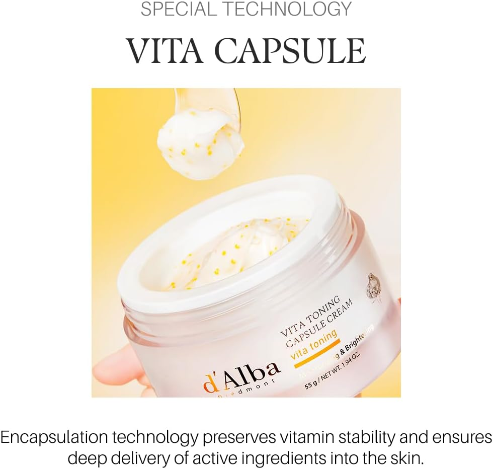 D'Alba Piedmont Vita Toning Capsule Cream, Glass Skin with Vita-Cera Oil Capsules, Deep Hydration Face Moisturizer (55G) image number 4