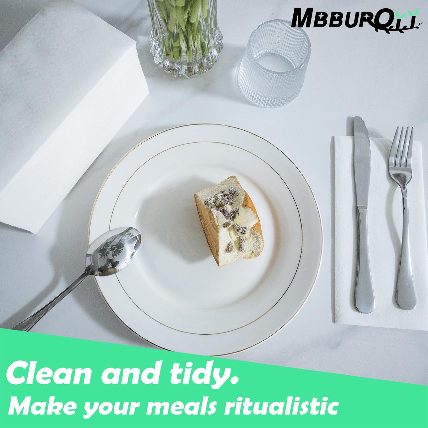 MBBUROYY Disposable Napkins Cloth like Paper Napkins Linen-Feel Guest Towels Paper Hand Towels Hand Napkins Cloth for Bathroom,Weddings, Parties,Dinners 200 Count, Inches- White,20&times;40Cm image number 2