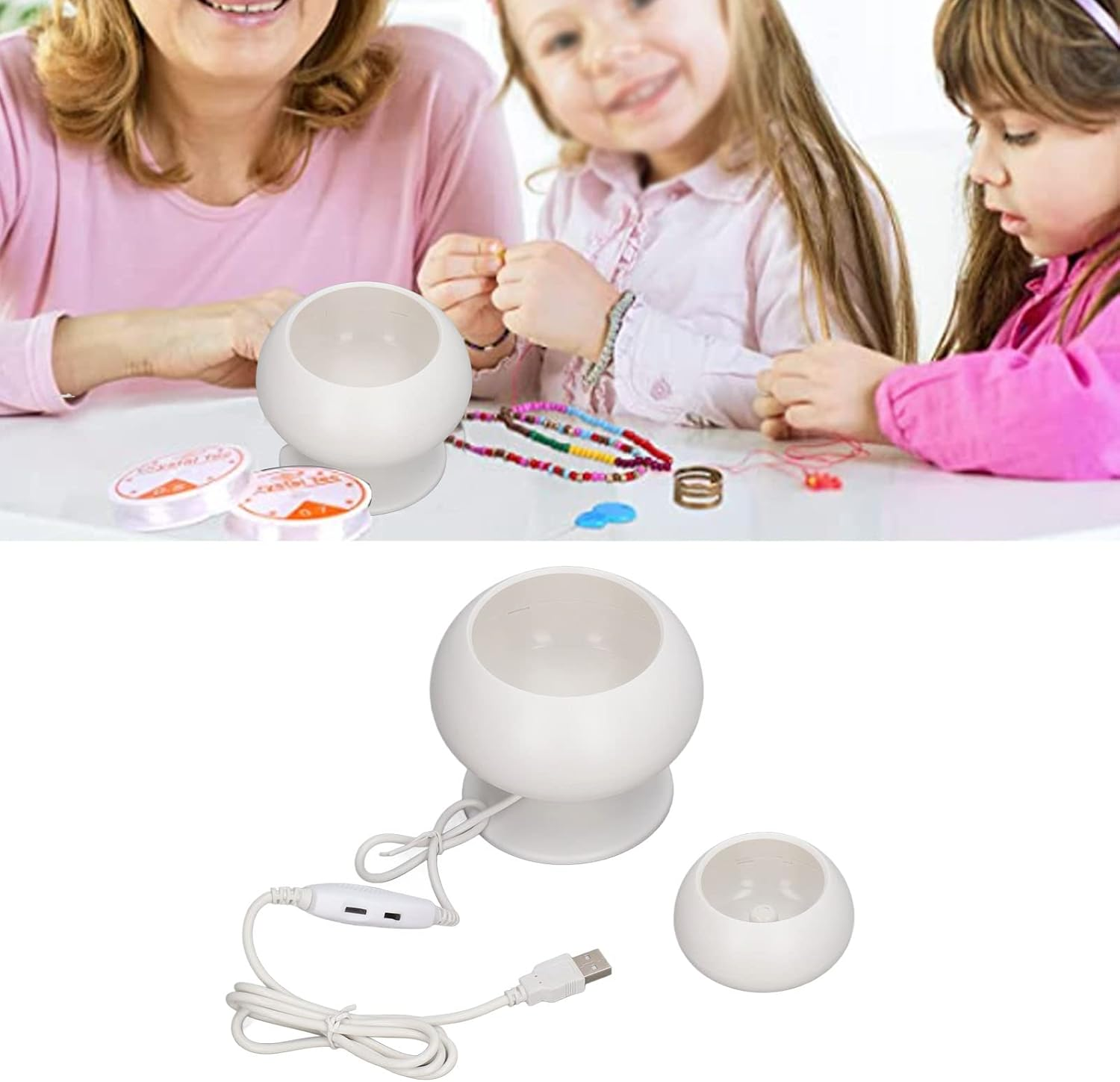 Gugxiom Beads Spinner, Electric Bead Spinner for Jewelry Making, Adjustable Speed Clay Bead Spinner, Bracelet Maker DIY Crafts for Jewelry Bracelet Necklace image number 1