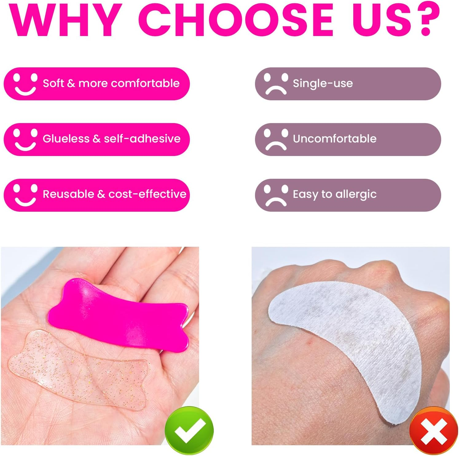 Libeauty under Eye Patch Silicone 4 Pcs for Korean Lash Lift & Lash Extensions Remover, Reusable and Soft Makeup Beauty Tool - Pink image number 6