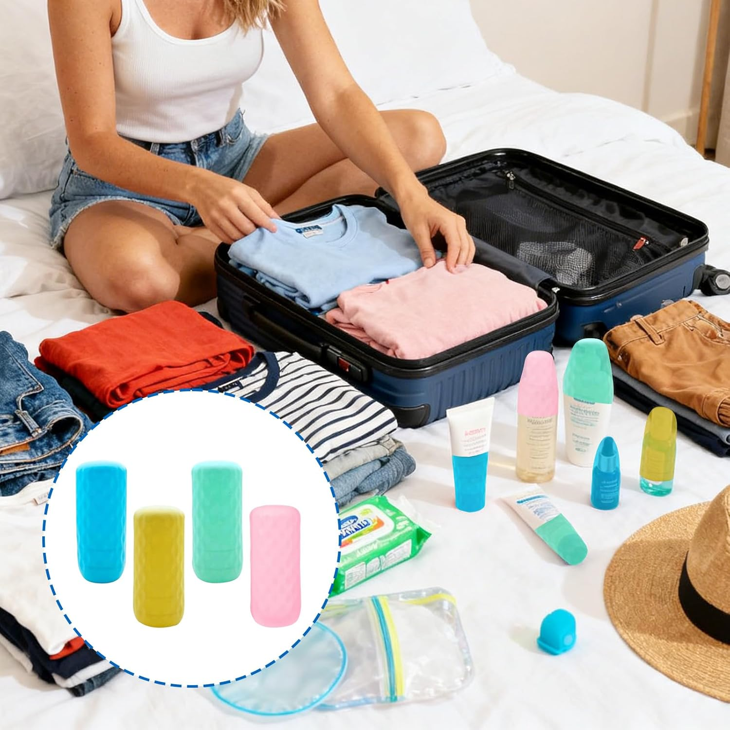 Jeyzuroa 8 Pack Cruise Essentials Travel Bottles, Silicone Travel Bottles for Toiletries, Leak Proof Travel Size Toiletries Containers, Travel Kit Accessories for Women Men