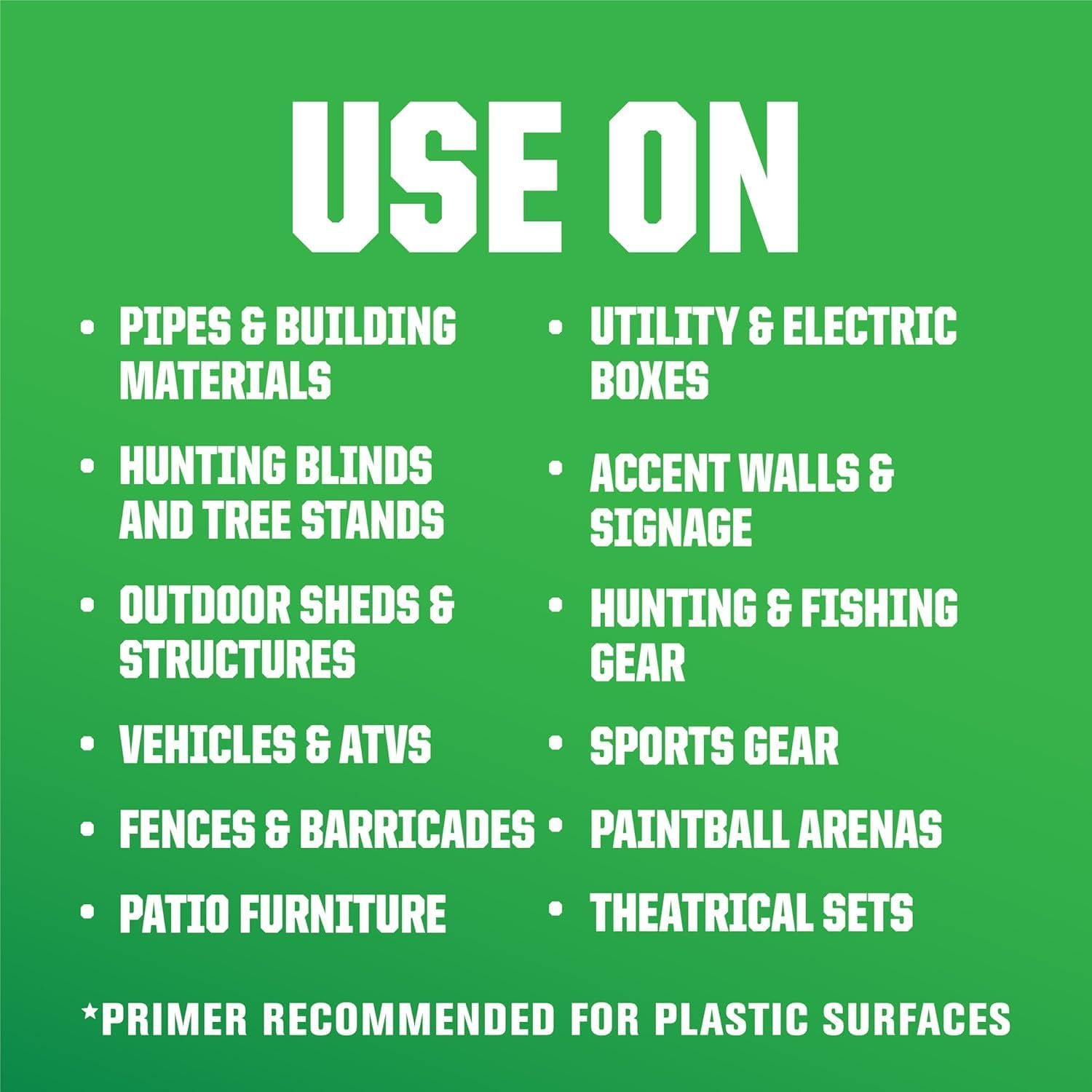 Rust-Oleum Camouflage Spray Paint 340G - Khaki, Flat Non-Reflective Finish, Multi-Surface for Metal, Wood & Masonry &ndash; Fast-Drying for Durable Outdoor Use - Black image number 5