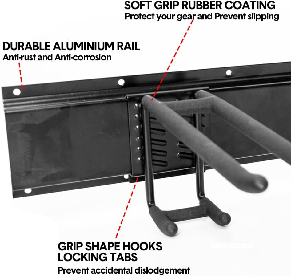 ALSTON Garage Tool Organizer Heavy Duty Wall Mount Storage Rack Steel Garden Tool Hanger with 6 Removable Hooks for Broom Rake Shovel Yard Tools Max Load 180Kg image number 5