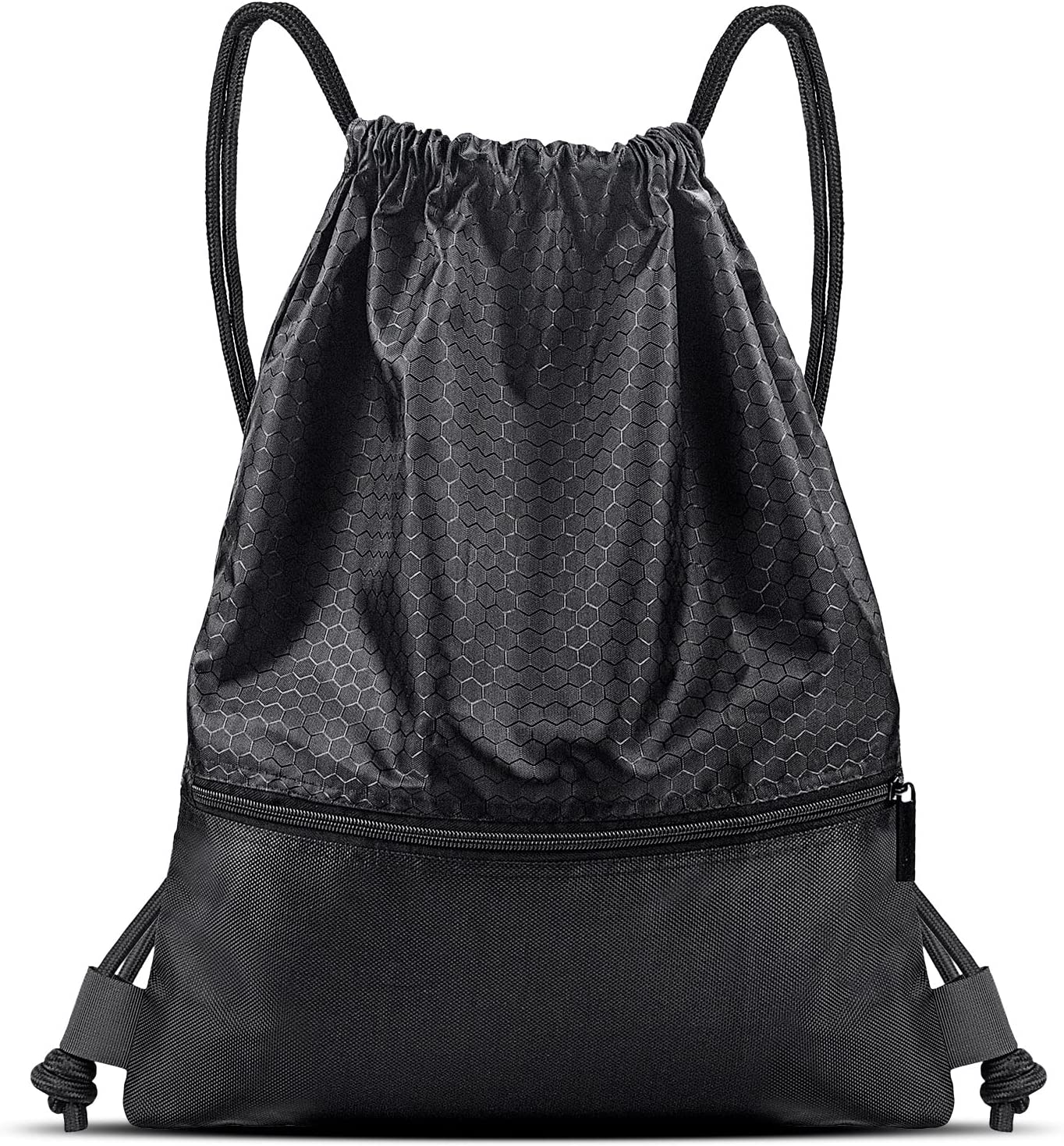 Drawstring Backpack Water Resistant Sports Gym Bag for Women Men Children Large Size with Zipper image number 1