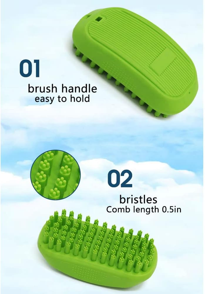 Dog Bath Brush,Soft Rubber Shampoo Brush,Non Slip and Comfortable,For Long Short Haired Dogs and Cats, Pet Grooming Brush,Green image number 6