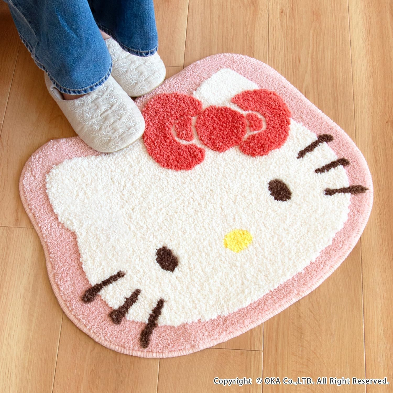 OKA Sanrio Characters Washable Mat, Approx. 17.7 X 21.7 Inches (45 X 55 Cm), Red (Kitty) (Sanrio Hello Kitty Cute Character) image number 1