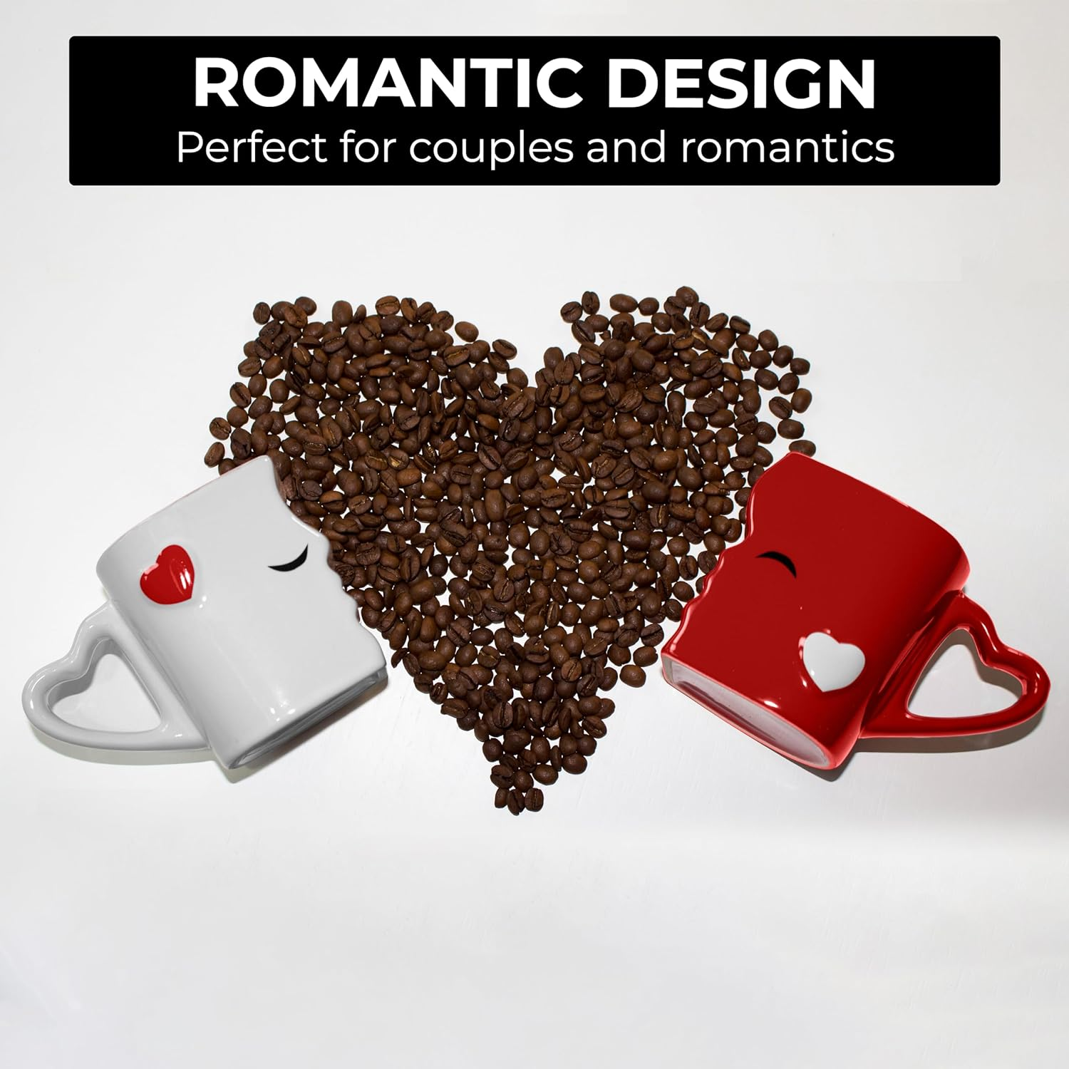 MIAMIO - 300Ml Ceramic Coffee Mugs/Kissing Mugs Gift Set for Couples/Weddings/Birthday/Anniversary (Red) - Grey image number 4
