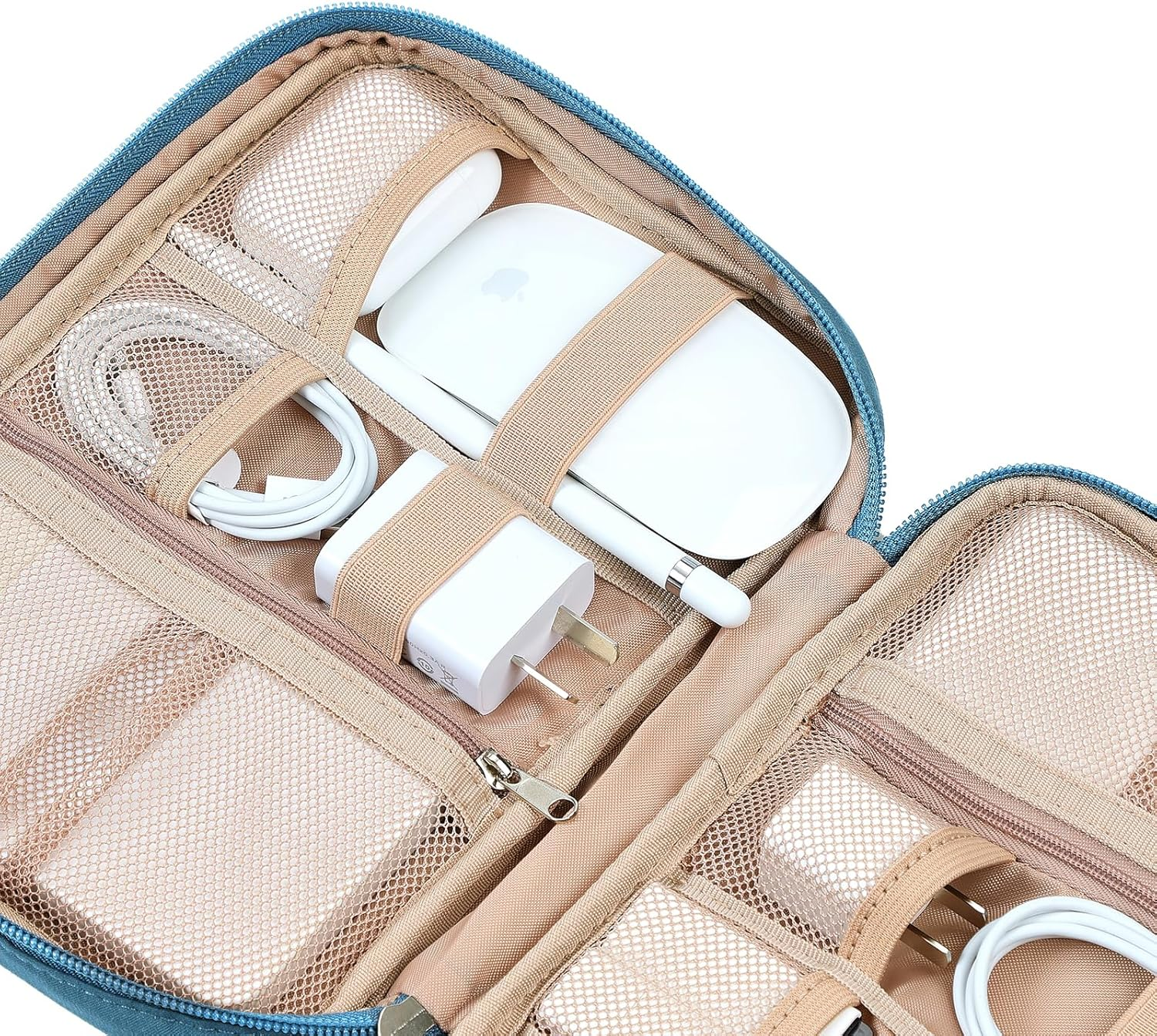 NISHEL Travel Cord Organizer Case,Tech Electronic Case, Travel Essentials for Charger, Cable, Phone, Hard Drive, USB, SD Card, Lake-Blue image number 4