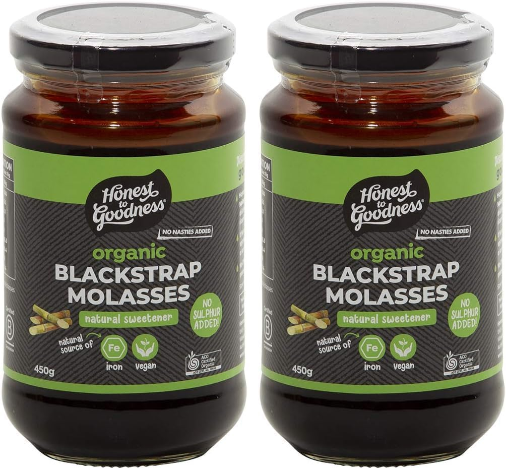 Honest to Goodness, Organic Blackstrap Molasses, 450G - a Rich, Full-Bodied Natural Sweetener That Has a Natural Caramel Colour and Flavour. 100% Organic Sugar Cane.