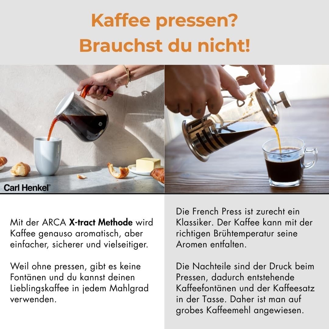 Carl Henkel Arca X-Tract Glass Coffee Pot with Filter 1.0 L Coffee Maker for 4-5 Cups Coffee Maker with Coffee Filter Stainless Steel That Keeps Warm Coffee Maker Cold Brew Coffee Maker image number 4