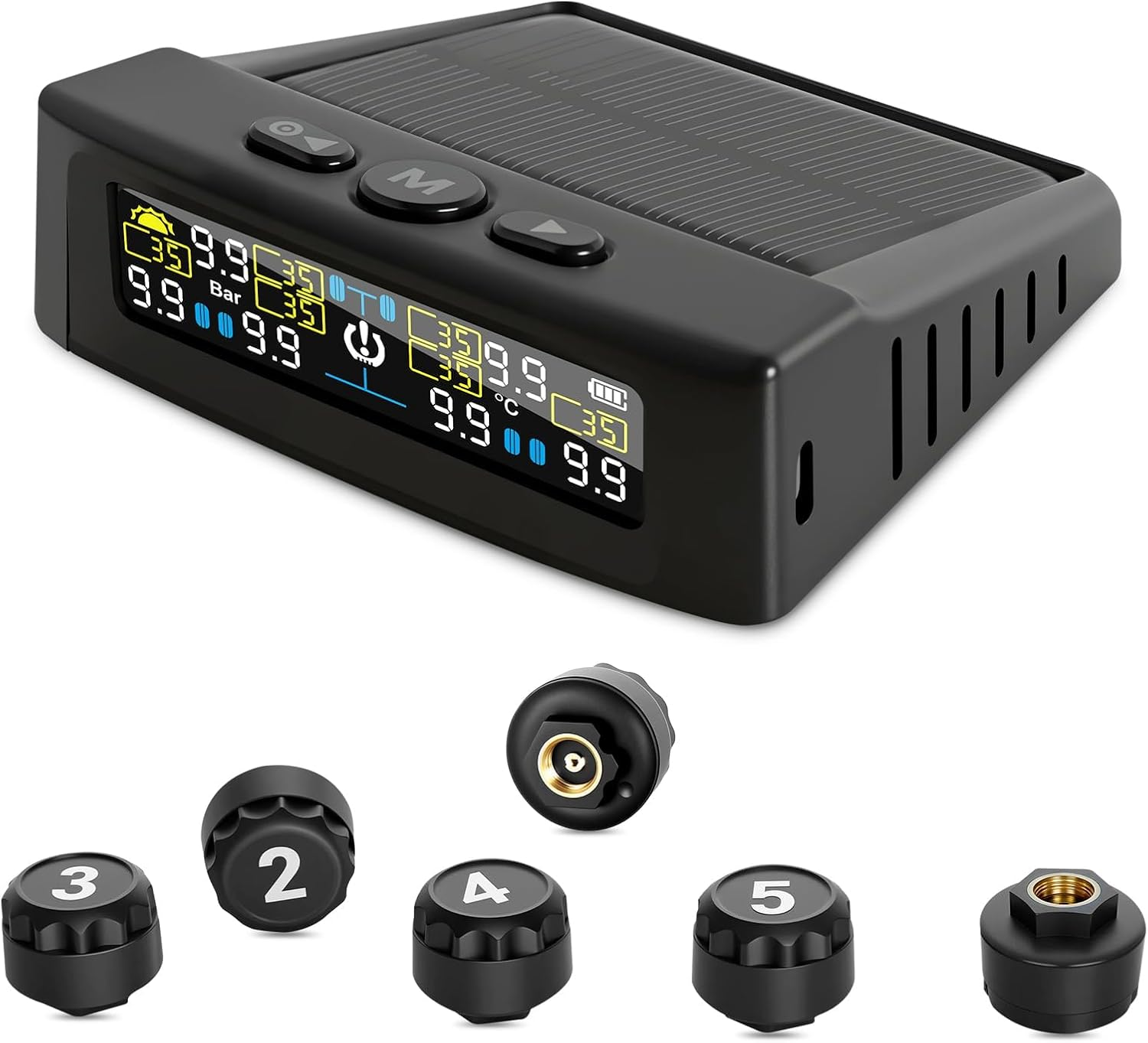 6 Sensors RV Tire Pressure Monitoring System, TPMS Tire Pressure Monitor System with Solar Charge or USB, TPMS with 6 Sensors Trailer Tire Pressure Monitoring System Tire Pressure Monitor image number 4