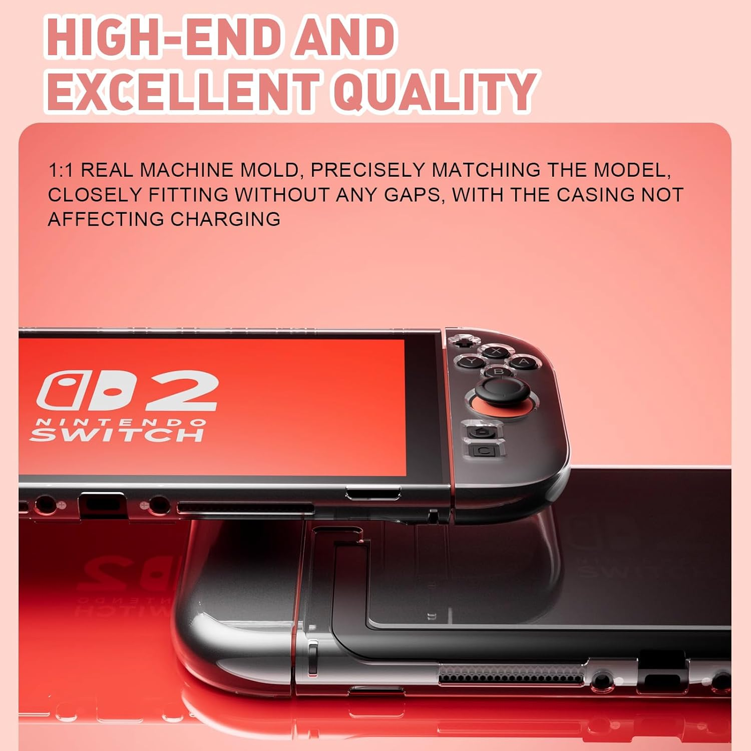 ZVCXOE TPU Transparent Protective Cover Suitable for Switch 2 2025 Model Split PC Main Case and TPU Grip Cover Shockproof Scratch-Resistant Non-Slip and Ergonomic Clear image number 5