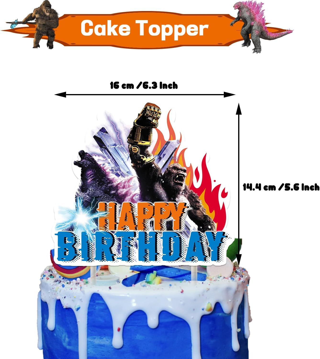 Godzilla Birthday Party Supplies and Decorations - Happy Banner, Latex Balloons, Cake and Cupcake Toppers for Kid'S Decor image number 3