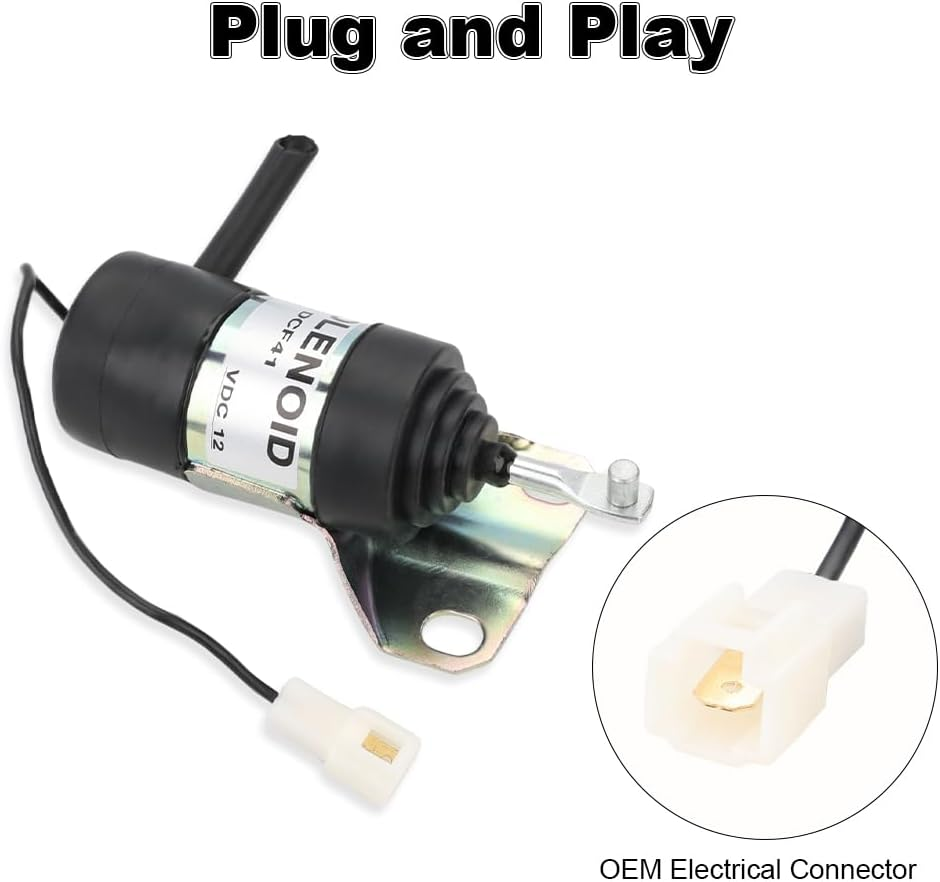 WMPHE Fuel Shut off Solenoid Compatible with Kubota B1250 B1750 L2250 L2650 L3010 L35 M4030 M4900 Replacement for 15471-60010 052600-1001 052600-1000 image number 4