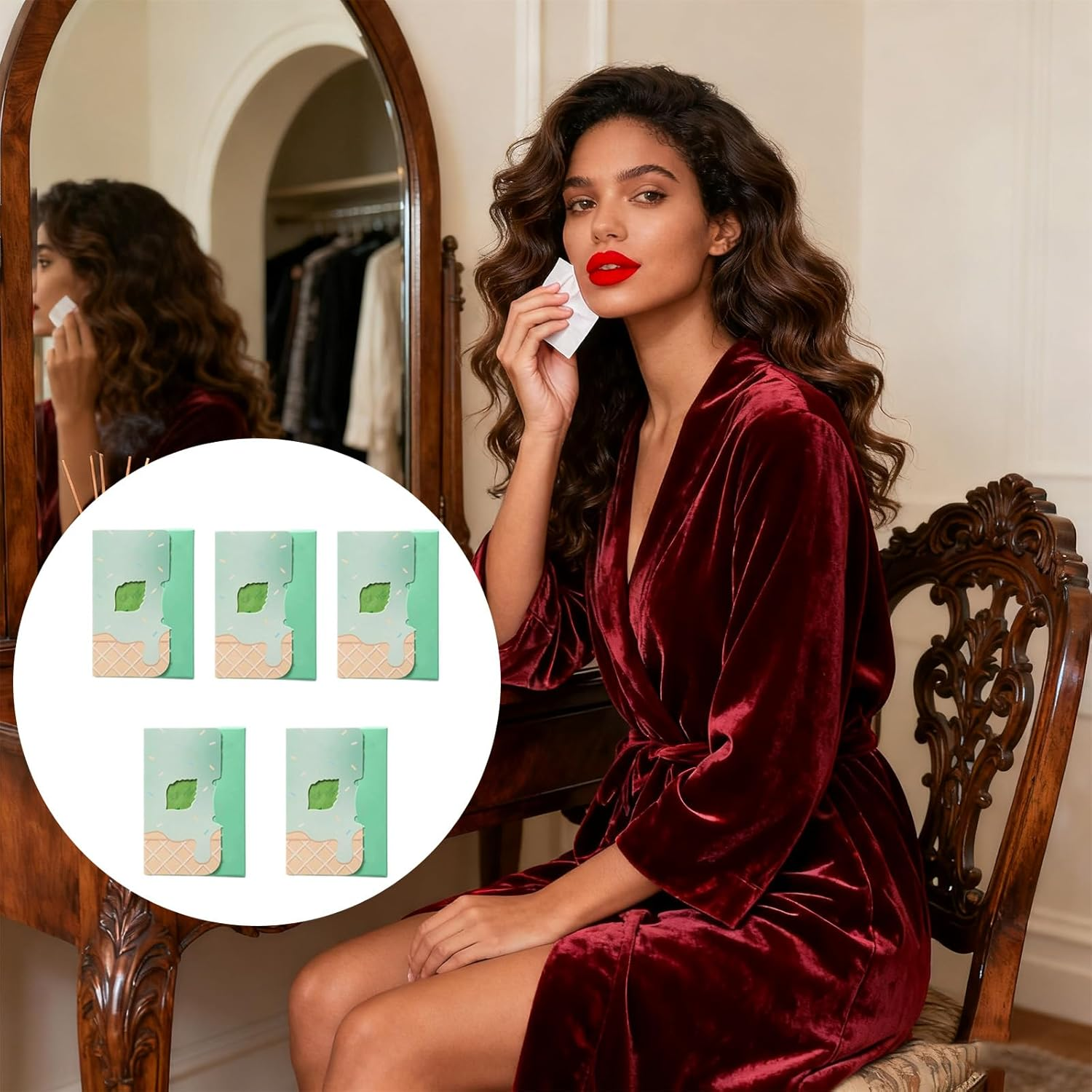 500 PCS Oil Blotting Paper, 100 Sheets Each Box, Refreshing Mint Scented Oil Blotting Sheets for Face & Nose, Skin Control for Oily Skin, Portable Oil Absorbing Tissues