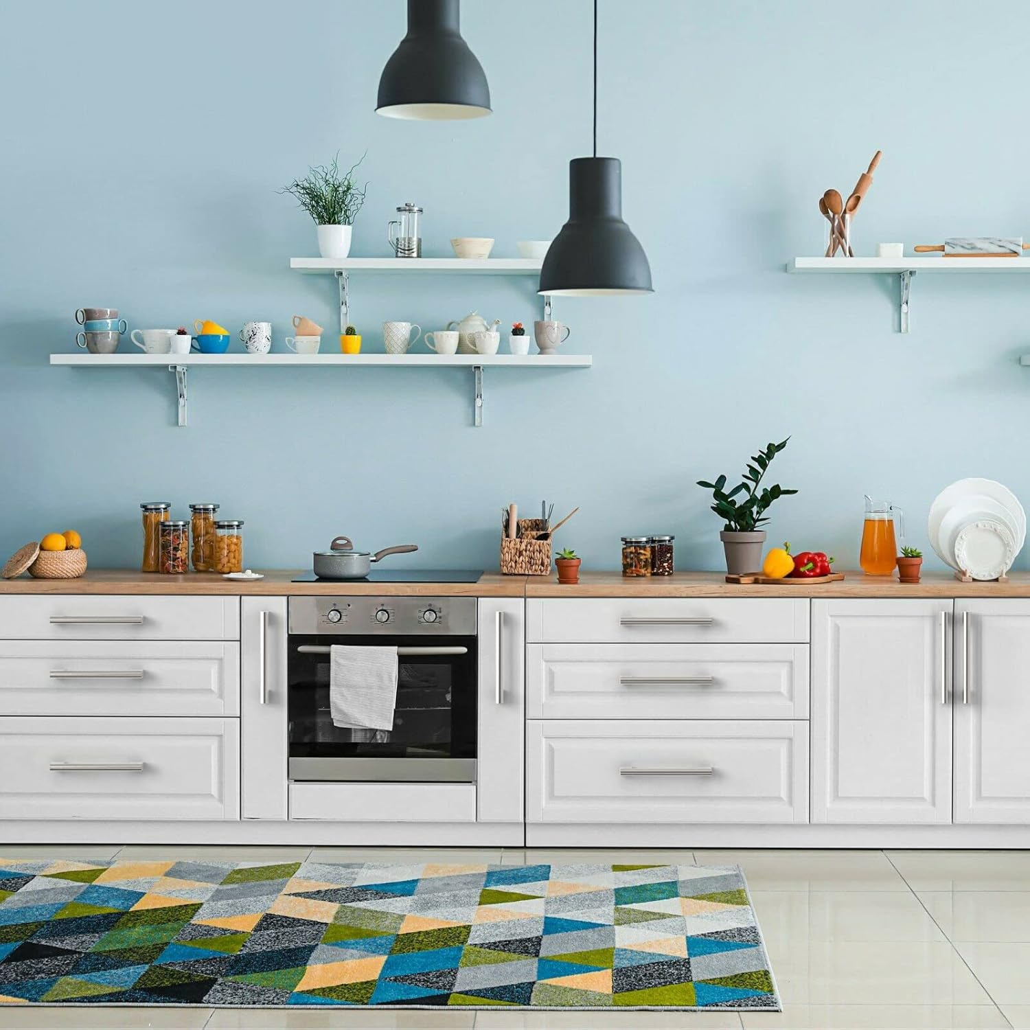 FURNIWARE 10 Pack Cabinet Pulls, Hardware Drawer Handles, Stainless Steel Kitchen Cabinet Door Handles Pull, Brushed Nickel-96Mm(3.7 Inch) Hole Center image number 3